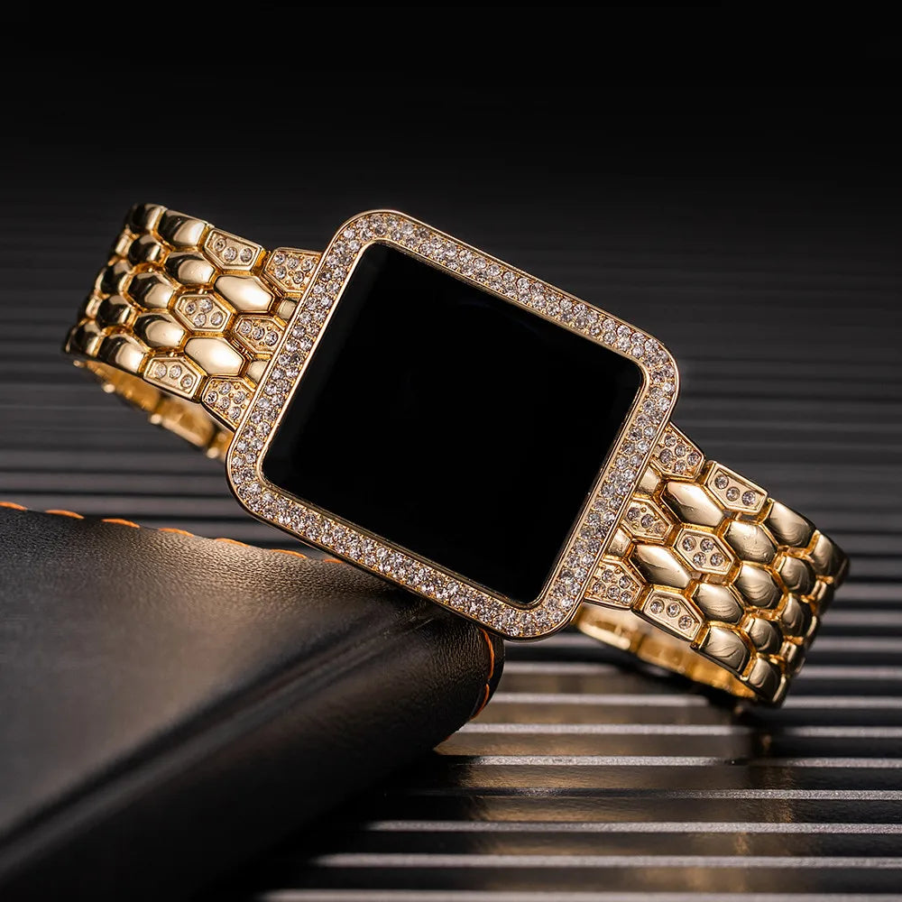 Women's Watches Top Luxury Rhinestone Digital Watches for Woman Fashion Steel Ladies Wristwatches Electronic Clock Montre Femme