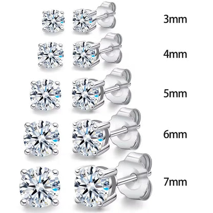 Real 0.1-3CT Test Passed Moissanite Diamond Stud Earrings for Women S925 Silver Platinum Plated Bride Wedding GRA Fine Jewelry