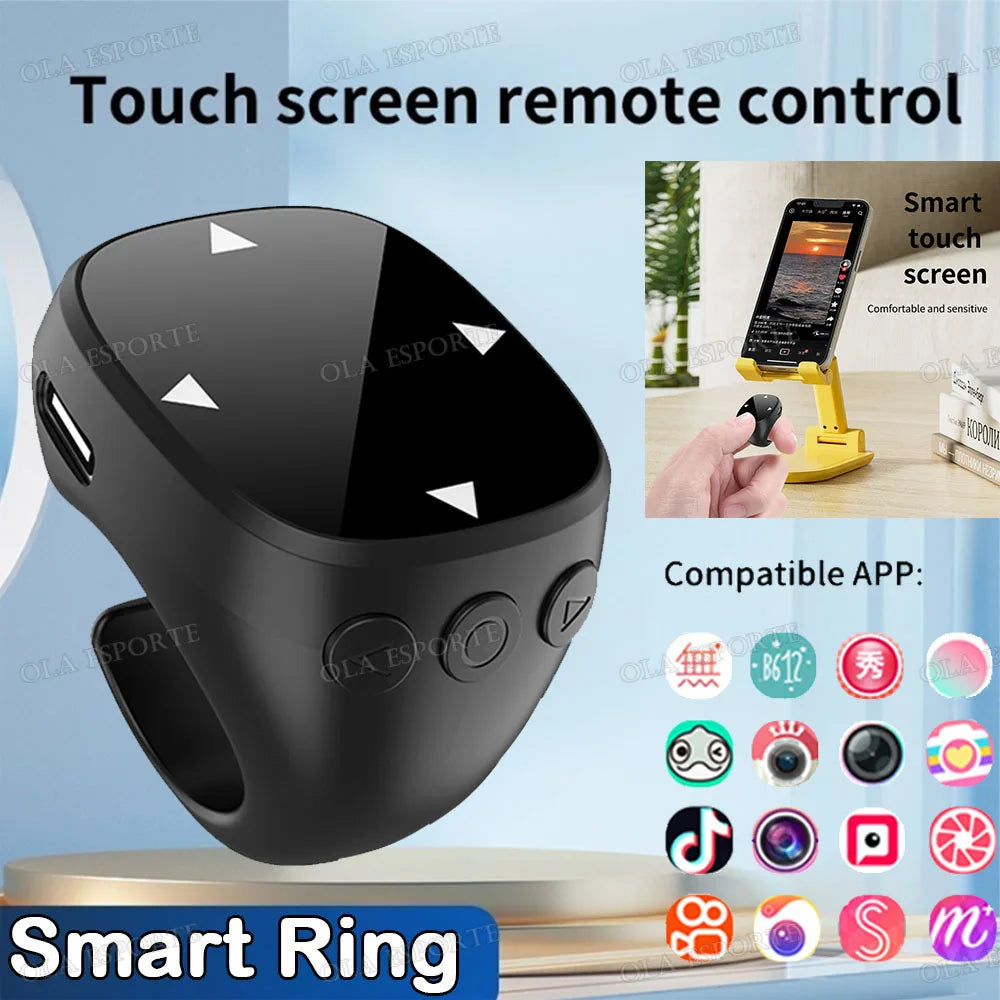 Remote Control Wireless Bluetooth Roller Fingertip Ring portable Mobile Mice Video Automatic Page Turner Browsing Ring R12
