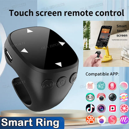 Remote Control Wireless Bluetooth Roller Fingertip Ring portable Mobile Mice Video Automatic Page Turner Browsing Ring R12