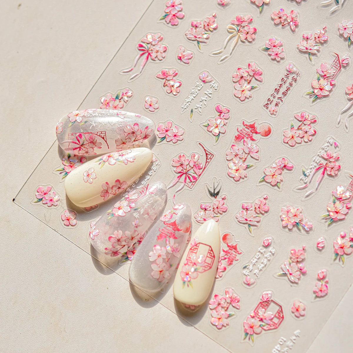 Red Butterfly 5D Nail Sticker Nail Art Decoration Spring Flowers Nail Art Decal Relief Sticker Press on Nails