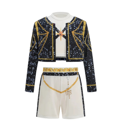 Boys Superstar Michael Jackson Costume Singer Outfit Halloween Stage Performance Carnival Dance Cosplay Party Costume