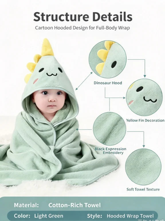 HTMCK Coral Velvet  Cape Bath Towel Newborn Bath Wrap Bath Towel Cute Cartoon Cape Bathrobe