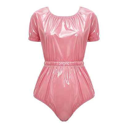 Womens Waterproof Diaper Cover Jumpsuit Buttoned Crotch Short Sleeve Elastic Waist Leakproof Adaptive Bodysuit Swimwear Swimsuit