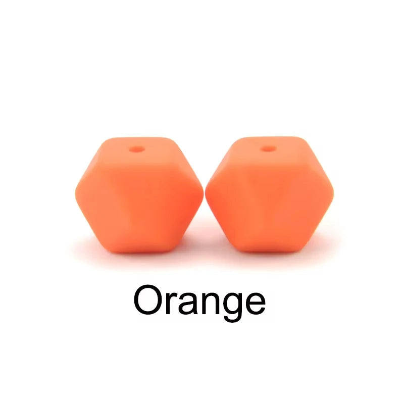 LOFCA 10pcs 14mm/ 17mm Hexagon Silicone Beads  For Jewelry Making Bulk DIY Necklace Pacifier Chain  Popular Jewelry Accessories