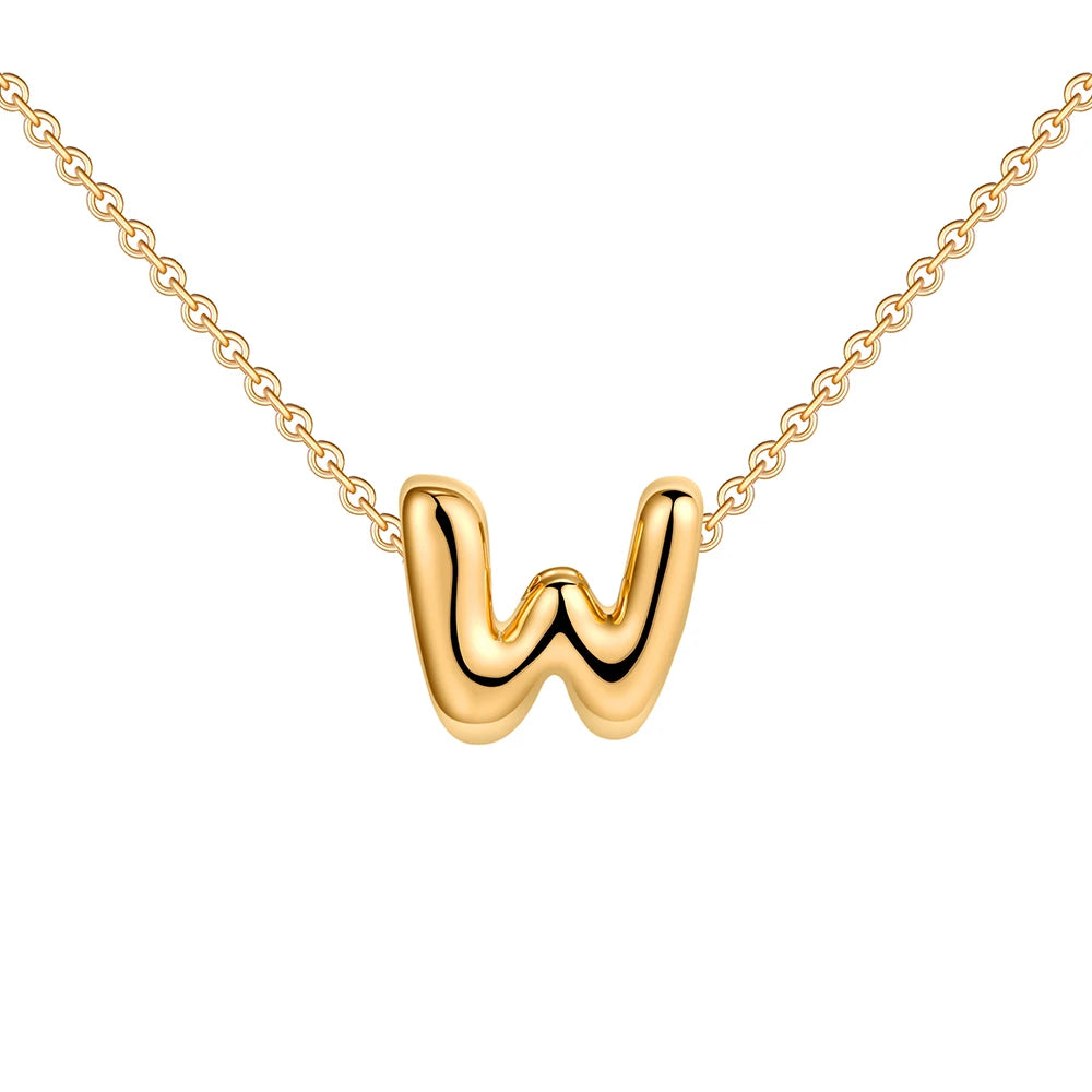 Dainty Mini Bubble Letter Necklace Gold Plated Balloon Initial Tiny Small Pendent Necklaces for Women Jewelry Teen Girls Gifts