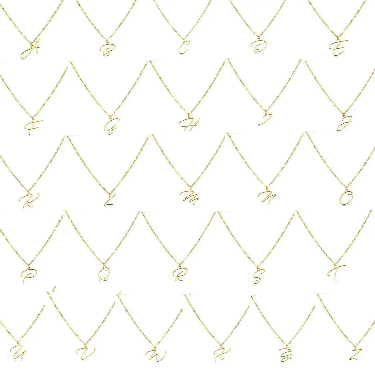 Murano Joias 26 Letters Stainless Steel Engraved Initial Old English Necklaces Custom Link