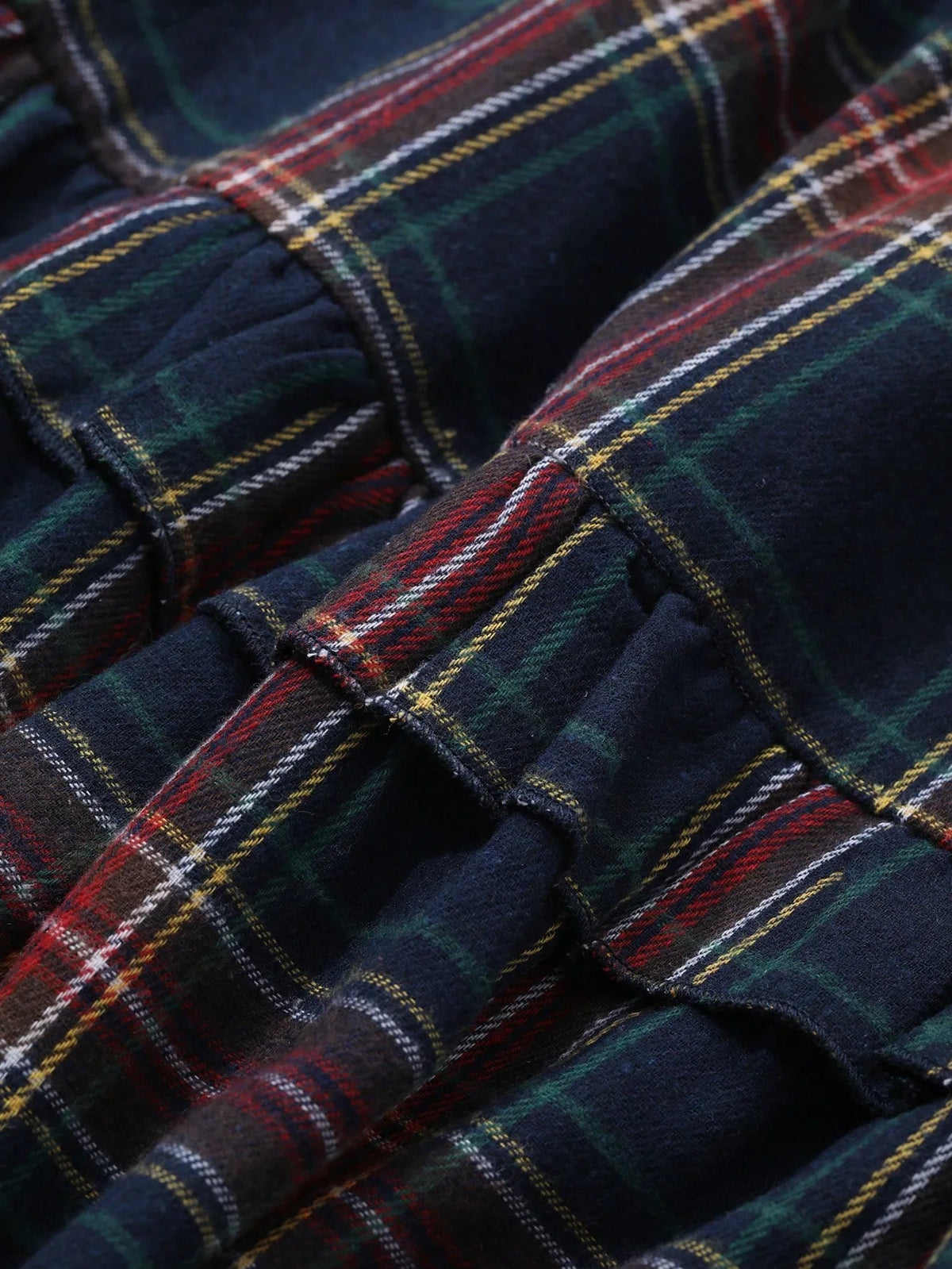 Women's Plaid Maxi Skirt, Ruched & Ruffled Design, Elastic Waist Casual Elegant Long Skirt