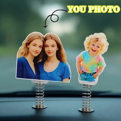 Personalized Car Decorations Bobble Shaking Ornaments Photo Custom Acrylic Desktop Standee Ornaments Gifts for Family Friends