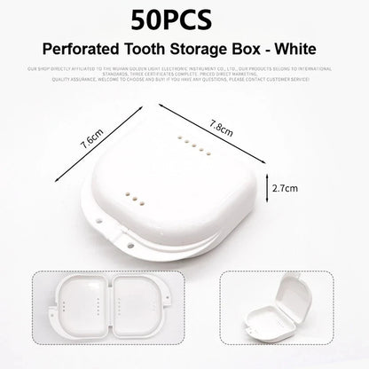 50PCS Denture Storage Box Denture Placement Device with Breathable Holes Orthodontic Prosthesis Teeth Boxes Dental Retainer