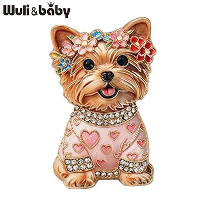 Wuli&baby Cute Sitting Dog Brooches For Women Unisex 4-color Wear Clothes Puppy Animal Party Casual Brooch Pin Gifts