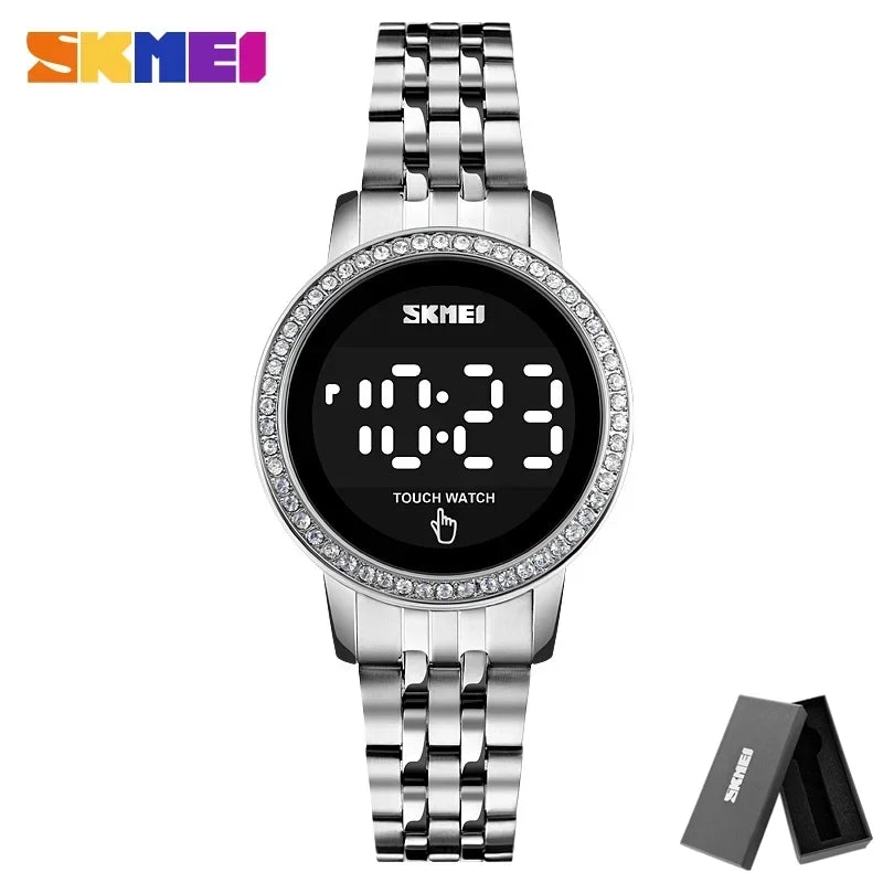 SKMEI 1669 Diamond Waterproof Ladies Wristwatches Simple Date Time Watches For Female reloj mujer Digital LED Touch Women Watch