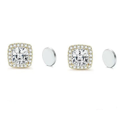 ZAKOL New 1 Pair Buling Cubic Zirconia Stainless Steel Magnetic Ear Clip Simple Fashion No Piercing Stud Earrings for Women Men