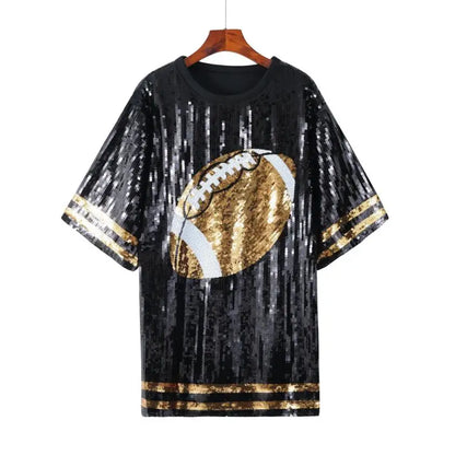 Summer Contrast Color Patchwork Geometry Letter Streetwear Short T-Shirt Sequins Hip Hop Night Club Women's Tops