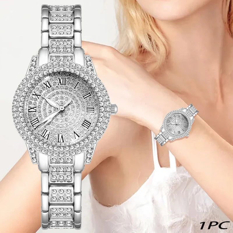 1PC/6PCS Elegant Ladies' Watch, Bracelet, Necklace, Earrings, Ring Set, Suitable for Various Occasions Ladies' Watches (No Box)