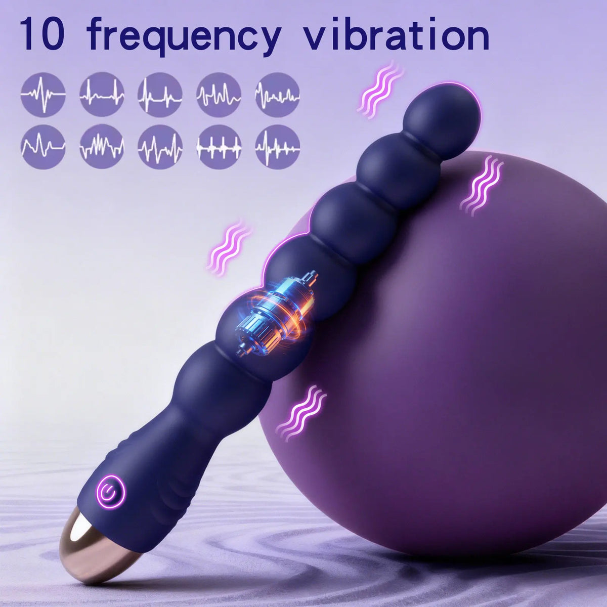 Vibrating Anal Bead Prostate Massager - Anal Plug Toy Made of Soft Silicone, Suitable for Male Beginners and Female Partners