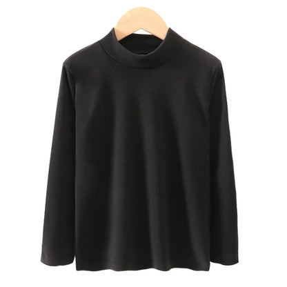 Children's Clothing Boys Girls Winter Thermal T-shirts Turtleneck Solid Long Sleeve Soft Warm Fleece Bottoming Shirts Kids Tops