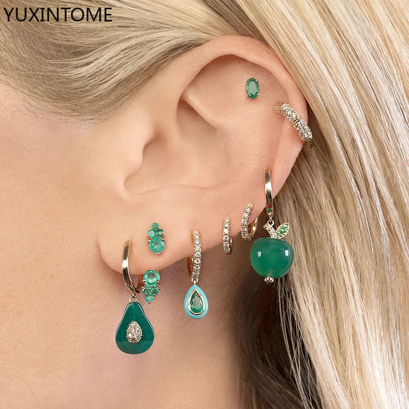 925 Sterling Silver Ear needles Crystal Zircon Small studs Earrings for Women gold-plated round Piercing Earrings New in 2022
