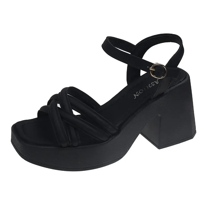 2025 New Summer Casual Waterproof Women's Sandals Fashionable Increased Heel Platform Wedges Stylish Roman Loafers for Women