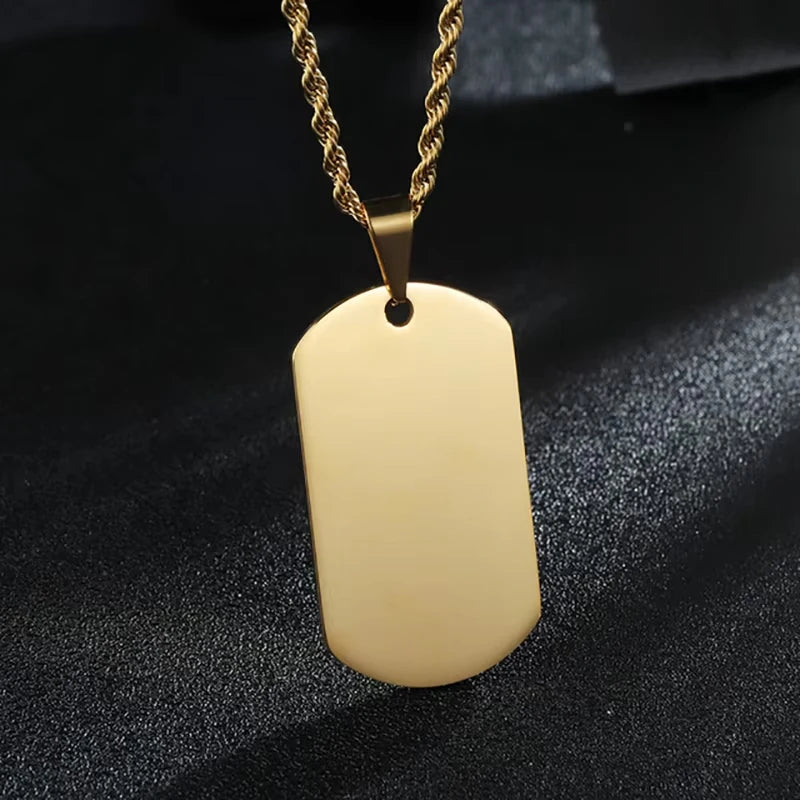 Stainless Steel Jewelry Mens Custom Engraved Name Photo Animal Necklace for Women Personalized Square Pendant Family Party Gift