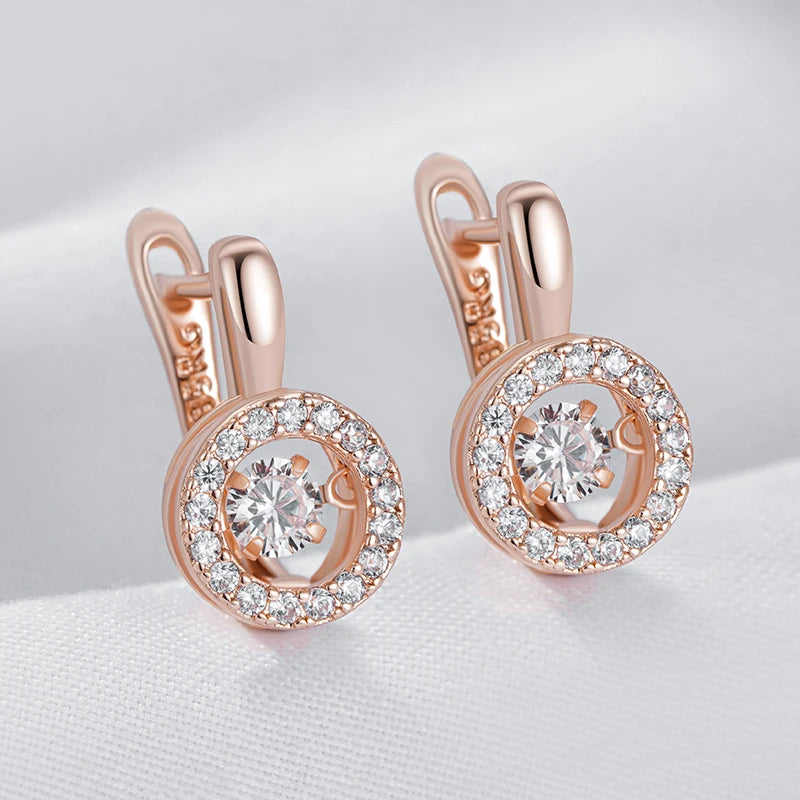 Kienl Hot 585 Rose Gold Color English Earrings for Women Fashion Swaying Natural Zircon Accessories High Quality Daily Jewelry