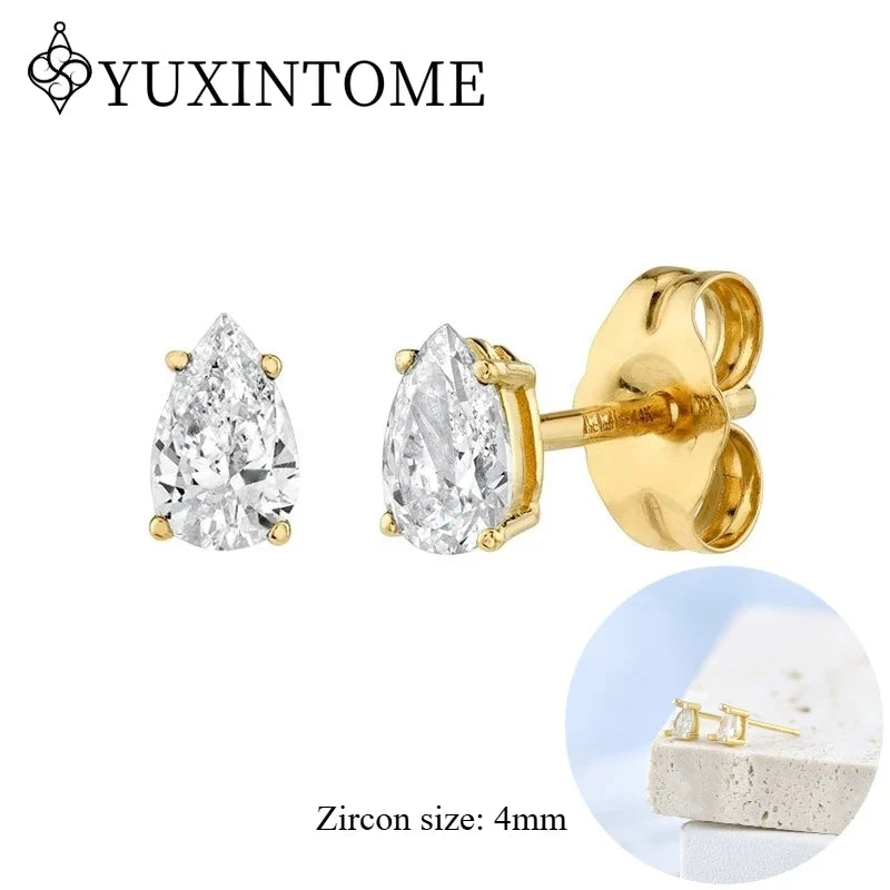 925 Sterling Silver Ear needles Crystal Zircon Small studs Earrings for Women gold-plated round Piercing Earrings New in 2022