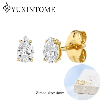 925 Sterling Silver Ear needles Crystal Zircon Small studs Earrings for Women gold-plated round Piercing Earrings New in 2022