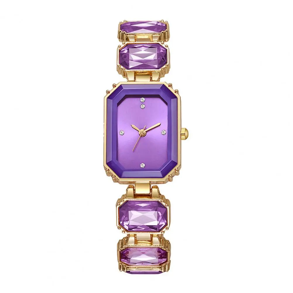 Ladies Bracelet Quartz Watch Sparkling Rhinestone Rectangular Dial Watch Faux Diamond Bracelet Wristwatch For Jewelry Timepiece