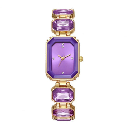 Ladies Bracelet Quartz Watch Sparkling Rhinestone Rectangular Dial Watch Faux Diamond Bracelet Wristwatch For Jewelry Timepiece
