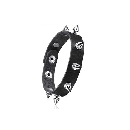 80s Black Round Square Gothic Spike Bracelet Punk Rock Bracelet Studded Faux Leather Bracelet for Men Women