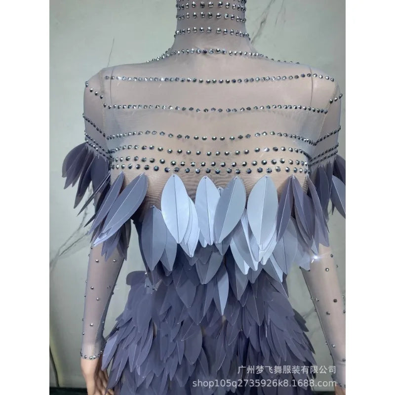 New Fashion Feather Skirt Makeup Ball Skirt Festival Performance Irregular Half Body Skirt Black