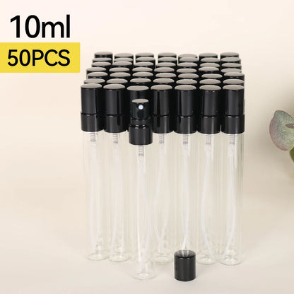 50pcs 10ml Multi-color Anodized Nozzle Perfume Bottle, Portable Travel Fine Atomized Glass Empty Bottle, Mini Perfume Container