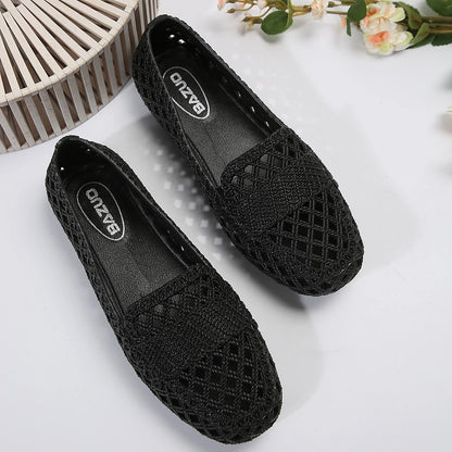New Summer Fashionable and Comfortable Hollow Women's Flat Shoes Casual Outer Wear Non-slip Fashionable Toe-cap Sandals