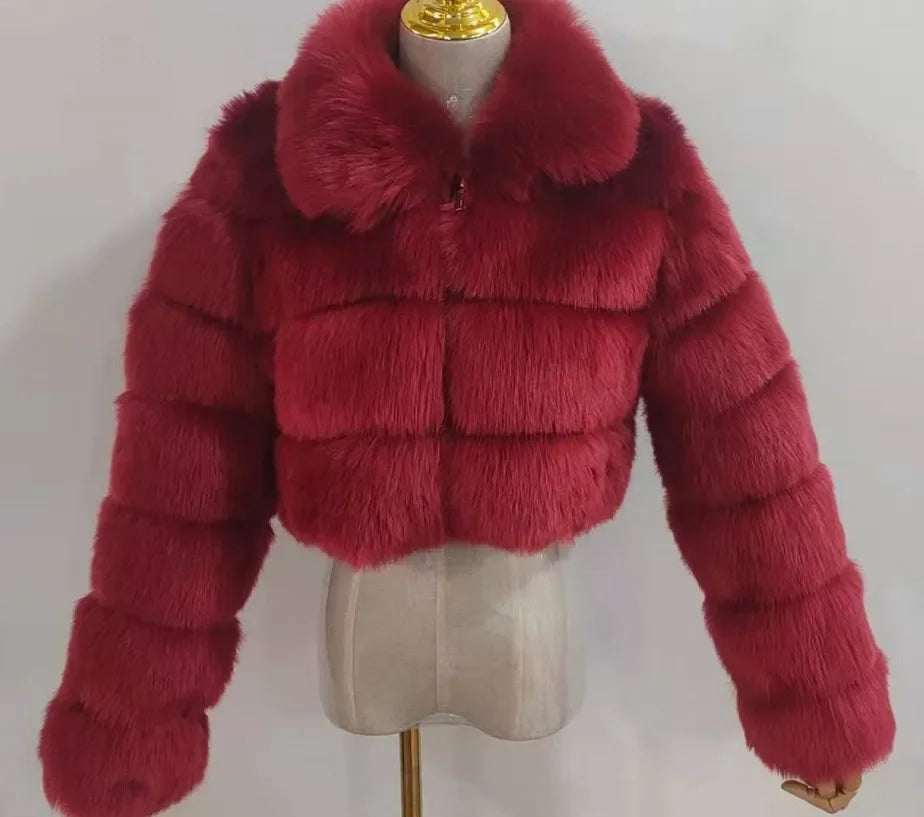2024 Women's Faux Fur Coat Winter Women Short Warm Thick Faux Fox Fur Coat Vests Raccoon Fake Fur Coat Office Lady Warm Jacket