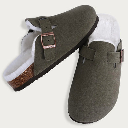 KIDMI Suede Clogs for Women Men Mules Cork Footbed Sandals With Arch Support Fashion Nonslip Outdoor Beach Slippers Home Shoes