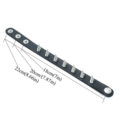 2pcs/set Spiked Bracelet Black Pu Leather Punk Rock Bracelet Bangle Metal Wristband For Men Goth Accessories