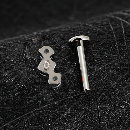 Right Grand ASTM F136 Titanium Triple CZ Cluster Cartilage Earring 16G Mini CZ Labret Tragus Helix Medusa Flat Back Piercing