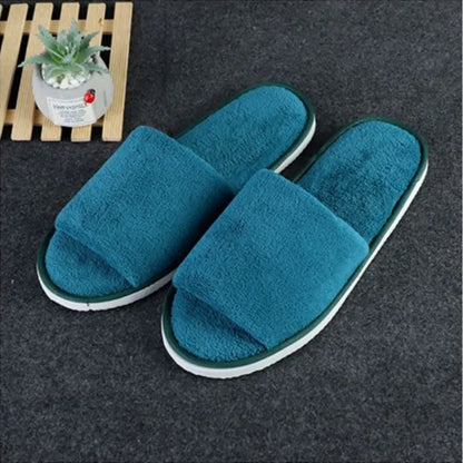 5 Pairs/Lot Winter Cotton Slippers Men Women Disposable Hotel Slippers Home Plush Slides Travel SPA Hospitality Guest Footwear