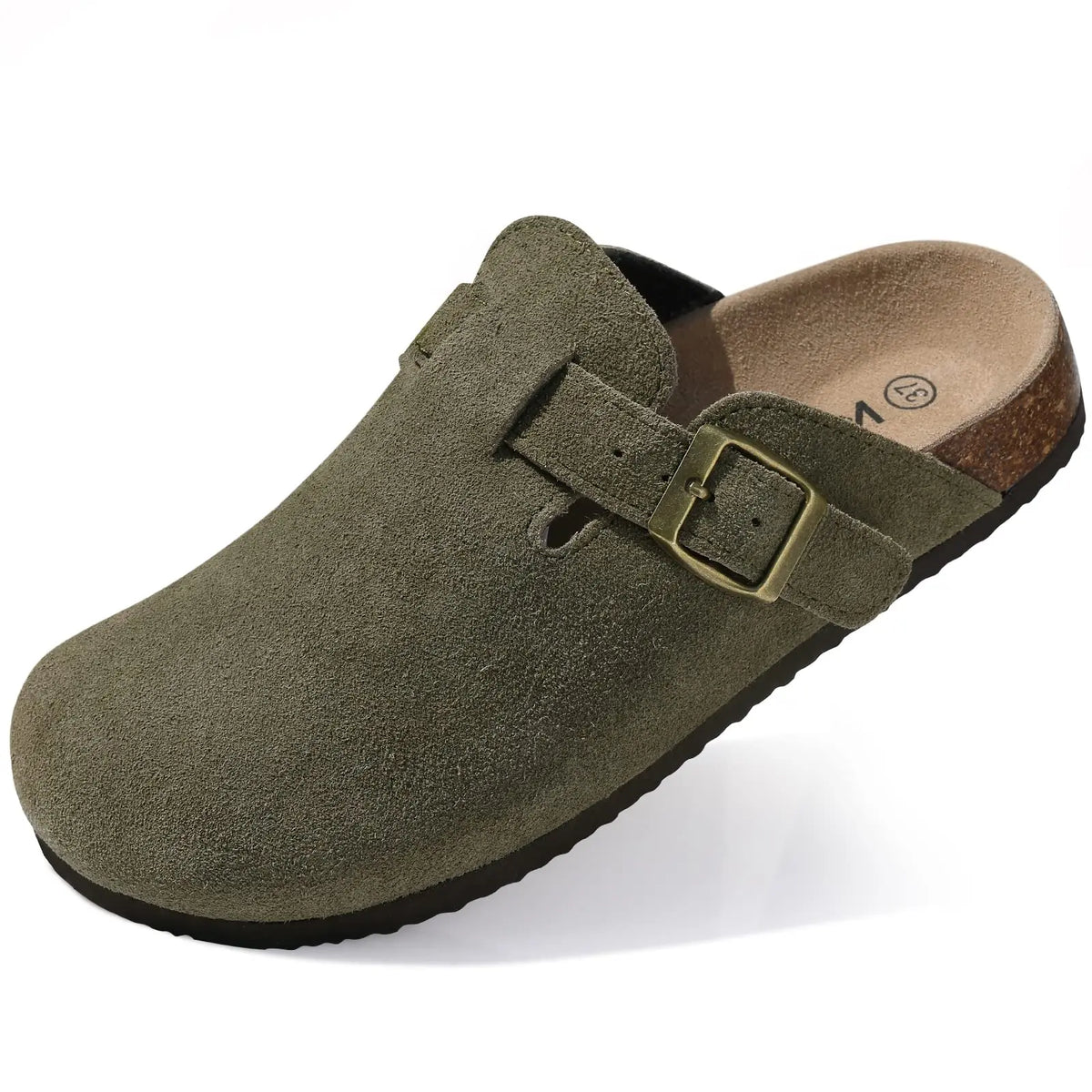 Evshine Men's Cow Suede Clogs with Arch Support Leather Mules Comfort Fashion Potato Shoe Women Cork Footbed Genuine Suede Clogs