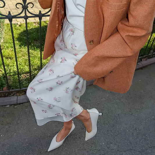 Women's High-Waisted Printed Long Skirt