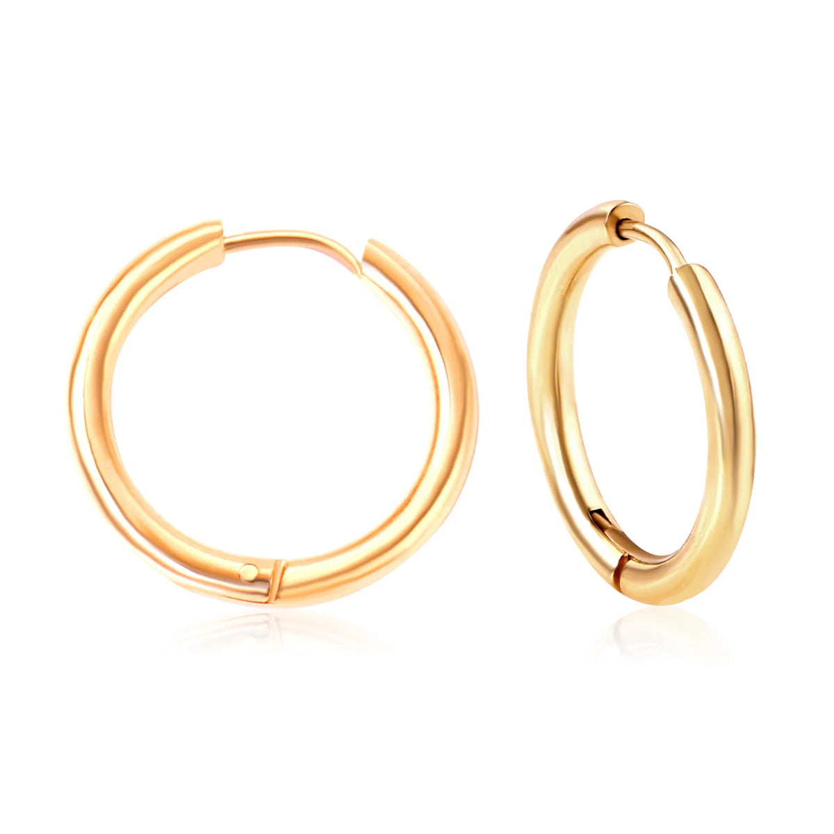 LUXUSTEEL Simple Rectangle U-Shaped Round Cirlcle Hoop Earrings For Women 12/14/16MM Anti-allergy Earrings