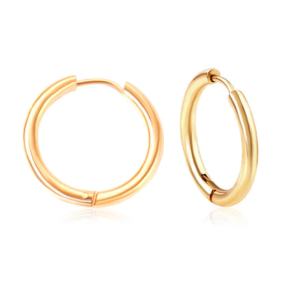 LUXUSTEEL Simple Rectangle U-Shaped Round Cirlcle Hoop Earrings For Women 12/14/16MM Anti-allergy Earrings