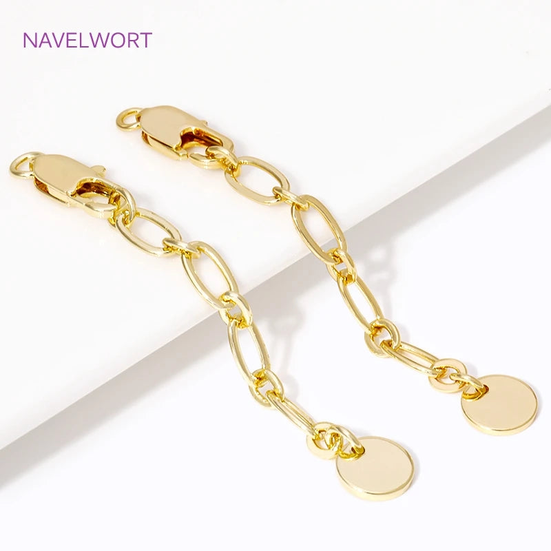 60mm 18K Gold Plated Round Shape Extension Chain,Tail Chain With Lobster Clasps Connectors For Jewelry Making DIY Accessories