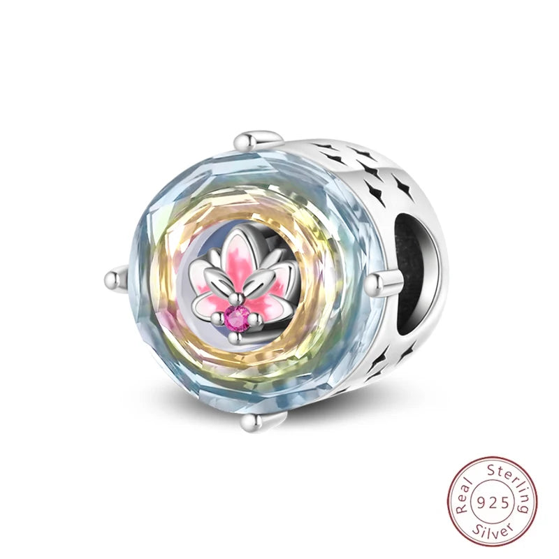 Spring Day 925 Sterling Silver Sunflower Azalea Peony Butterfly Flower Charms Beads Fit 3mm Bracelets DIY Fine Jewelry Making