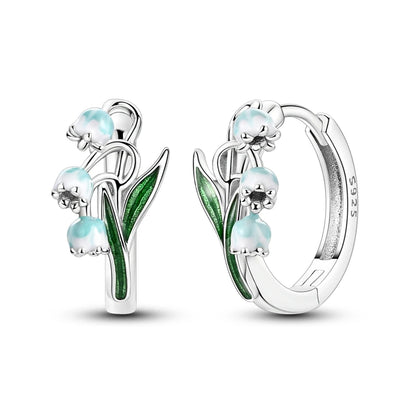 Original 925 Sterling Silver Hoop Earrings Women's Fashion Jewelry Butterfly Iris Lily of the Valley Tulip Flower Luxury Earring