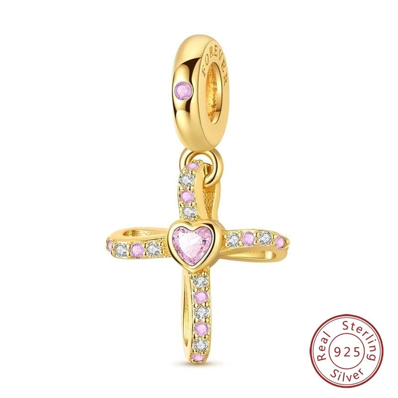 Hot Sales 925 Sterling Silver Golden Series Charms Leopard Little Bear Starfish Bow Bead Fit Original Bracelet DIY Women Jewelry