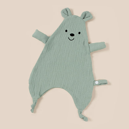 New Design Baby Comforting Towel Organic Cotton Muslin Smile Bear Saliva Scarf For Children Kids Comfort Sleep Blanket