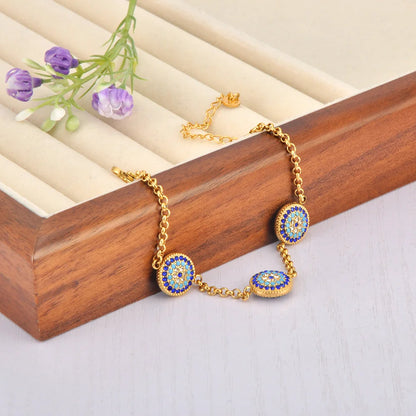Lokaer Classic Lucky Blue CZ Evil Eye Turkey Bracelet Necklace For Women 316L Stainless Steel Rhinestone Fashion Jewelry B25145