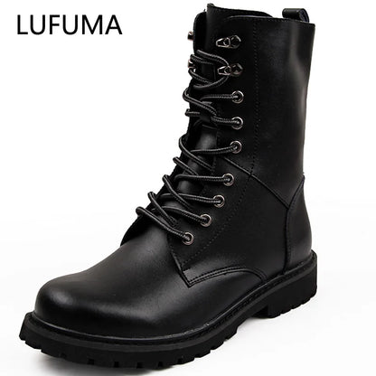 Large Size Motorcycle Boots Men Winter Shoes Warm Waterproof Men Leather Boots Footwear Cowboy Tactical Boots Men Casual Shoes