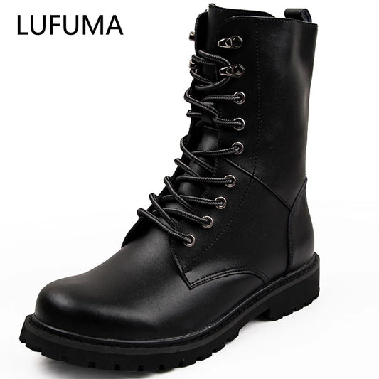 Large Size Motorcycle Boots Men Winter Shoes Warm Waterproof Men Leather Boots Footwear Cowboy Tactical Boots Men Casual Shoes